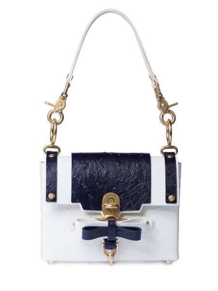 NPAW17-02 Bow Buckle Bag S - ostrich bicolor blue-white front
